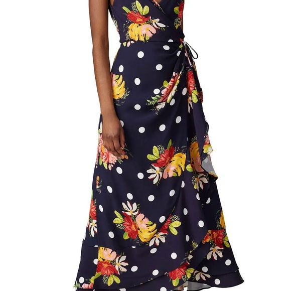 Farm Rio Nanaju Floral Wrap Dress Black Sz Small - Picture 3 of 3